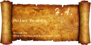Holes Aranka névjegykártya
